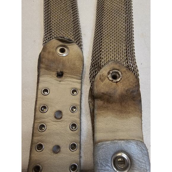 Vintage‎ USMECO Silver Woven Mesh Metal Braided Studded Leather Belt w/gold Bead - Picture 13 of 14